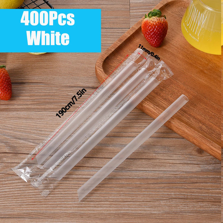 100-600Pc White Jumbo Smoothie Straws Bubble Tea MilkTea Party Use