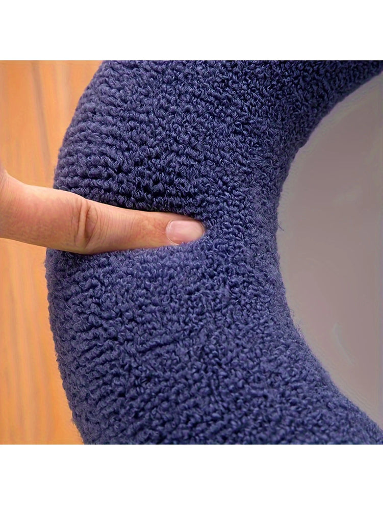 Premium Thickened Toilet Seat Cover with Handle | Soft-Touch Polyester Bathroom Comfort
