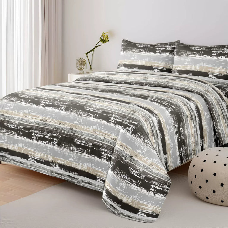 3-Piece Printed Brushed Duvet Cover Set | Soft & Breathable Bedding Collection