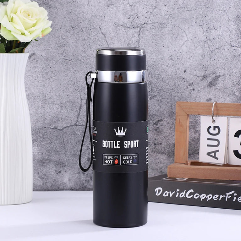 1L Stainless Steel Vacuum Thermal Water Bottle with Handle & Brush Set