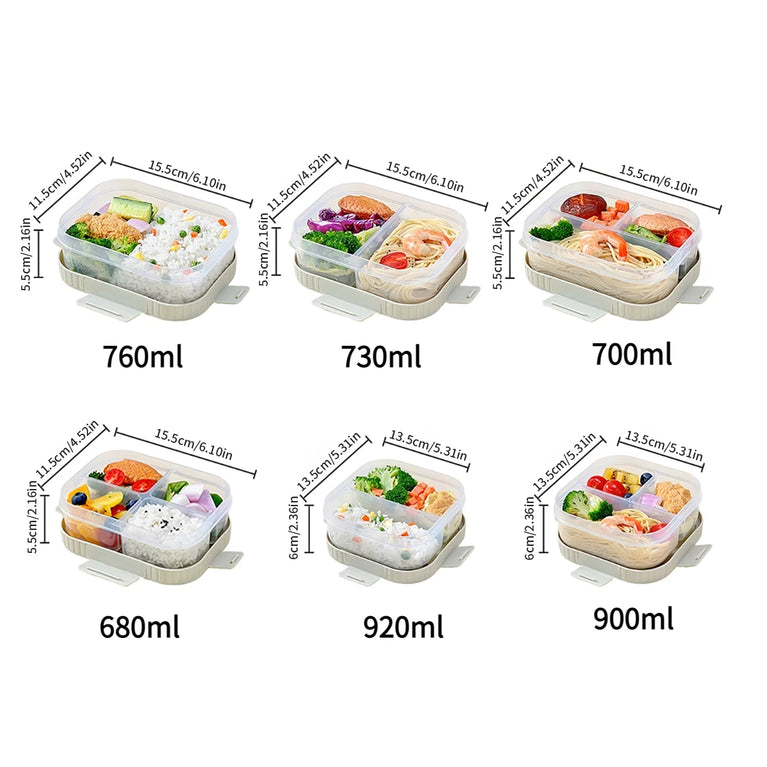 Portable Plastic Divided Lunch Box Kids Student School Picnic Sealed Microwave Bento Container