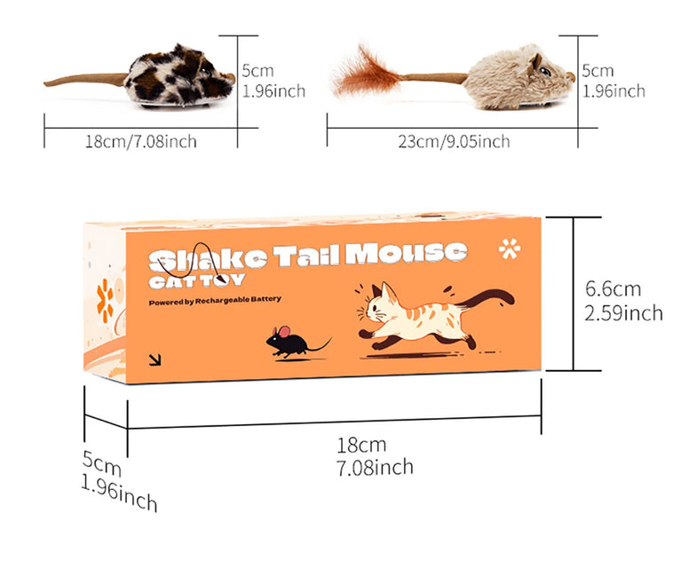 Rechargeable Motion Mouse Cat Toy Automatic Tail Wagging Interactive Sound Moving Pet Toy