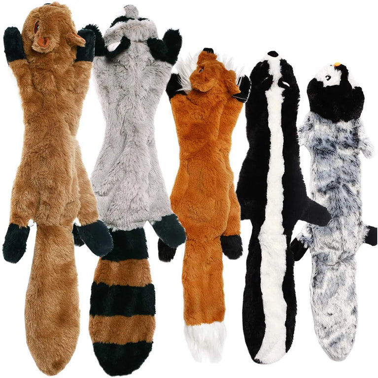 Stuffingless Squeaky Dog Toy Plush Crinkle Chew Training Toy