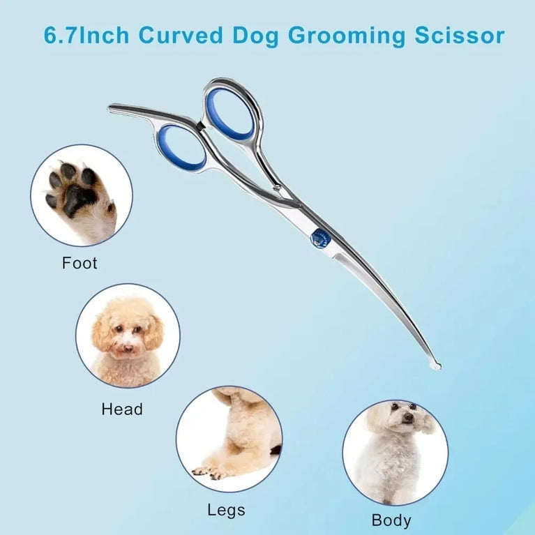 Professional Safe Round-Tip Pet Grooming Scissors | Stainless