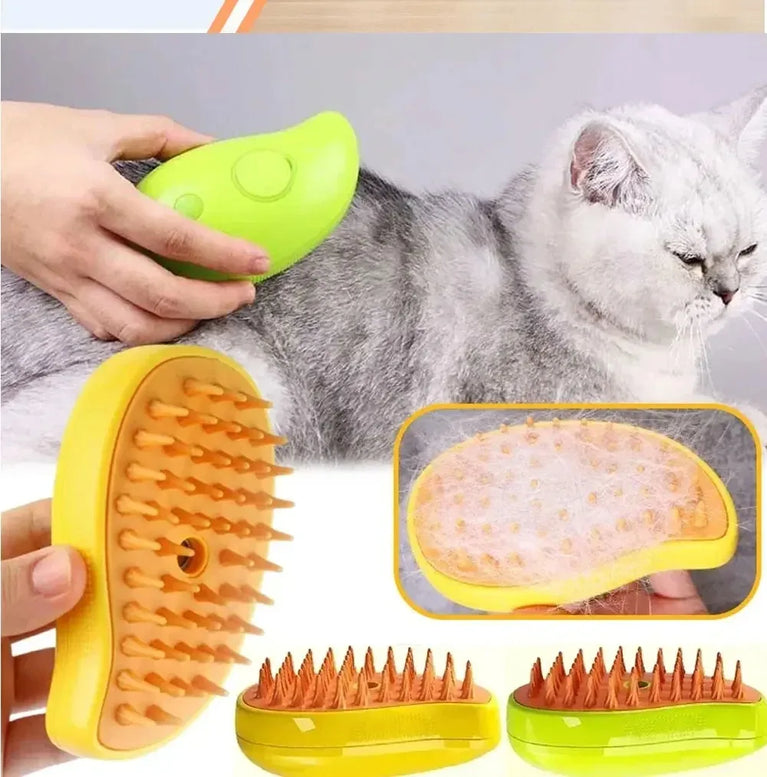 Cat Steamy Brush Electric Spray Massage Grooming Shedding 3in1 Tool