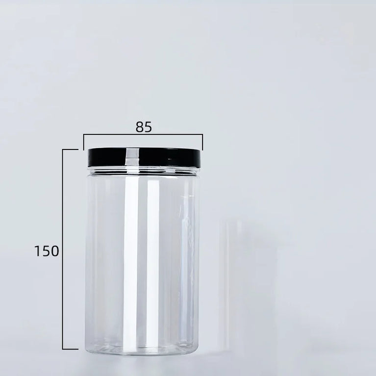 Black Lid Wide Mouth Circular Plastic Storage Bucket Airtight Food Container