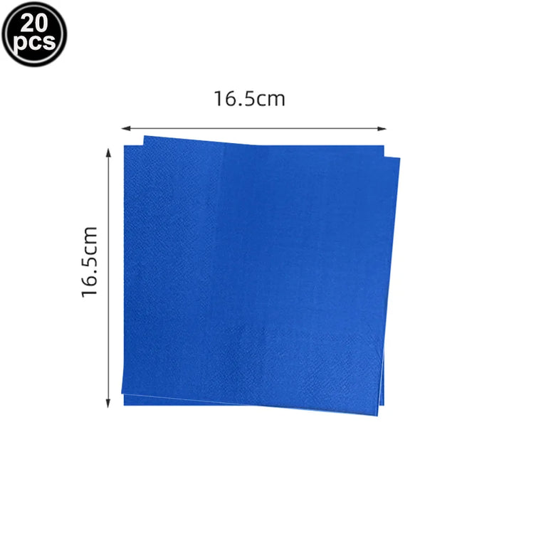 Solid Dark Blue Theme Disposable Tableware Set Party Decoration Kit