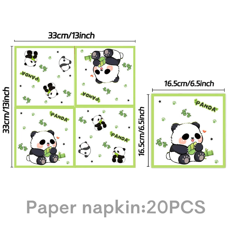 Panda Birthday Party Disposable Tableware Set Plates Cups Napkins Banner Decor