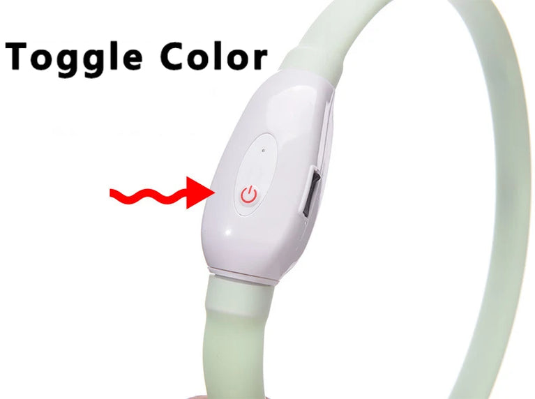 USB Rechargeable LED Glowing Dog Collar 9 Flashing Modes Adjustable