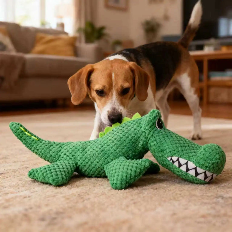 Pet Chew-Resistant Plush Interactive Toy with Sound Dinosaur Shape