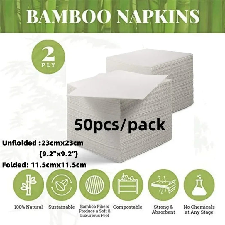 Bamboo Eco-Friendly Dinner Napkins 100% Compostable Soft Absorbent