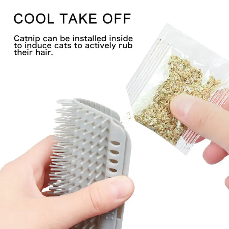 Cat Self Groomer Wall Corner Scratcher Massage Brush Pet Hair Remover Tool