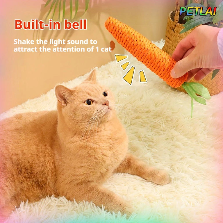 Cat Carrot Hemp Rope Chew Toy Teeth Grinding Interactive Kitten Scratching Fun Toy
