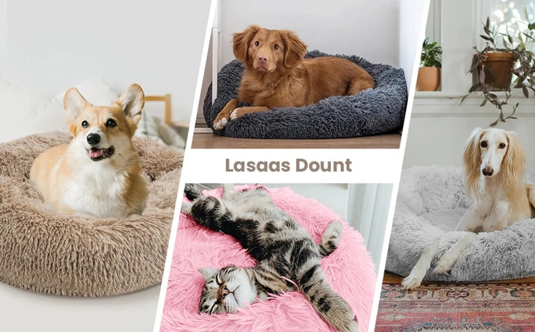 Round Plush Environment Friendly Dog Bed 40-90cm Soft Warm Pet Sleeping Nest