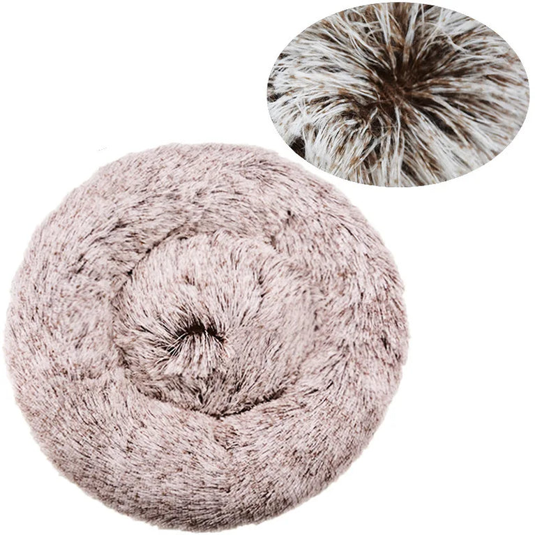 Round Plush Environment Friendly Dog Bed 40-90cm Soft Warm Pet Sleeping Nest