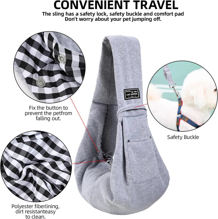 Dog Carrier Sling Hand Free Travel Puppy Sling Carrier Bag Safety Harness
