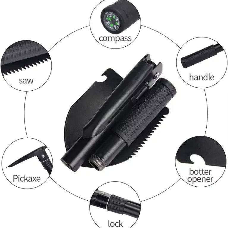 Multifunctional Folding Tactical Shovel | High-Strength Survival EDC Tool