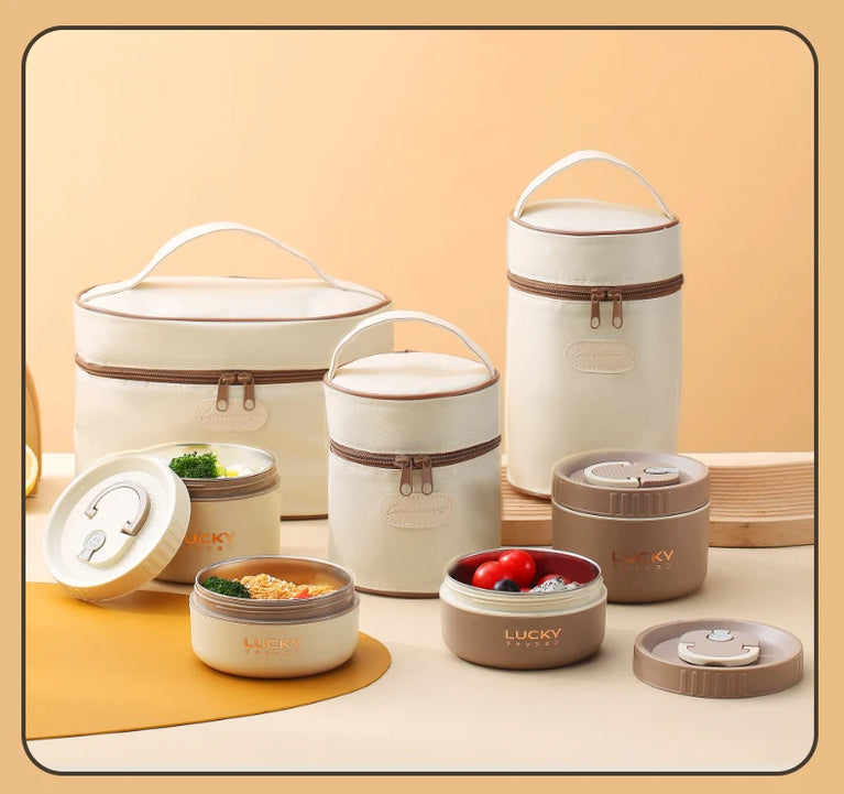 Bento Lunch Box Set Portable Keep Warm Insulated Stainless Steel Thermal Food Container Bag