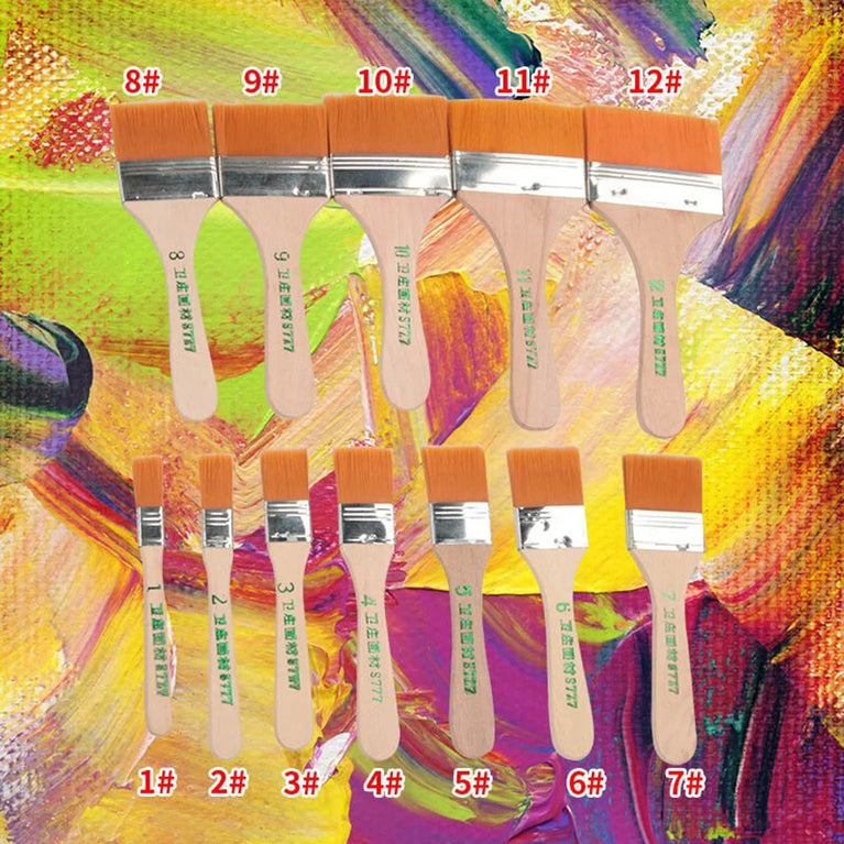 12-Piece Wooden Handle Memory Nylon Paint Brush Set