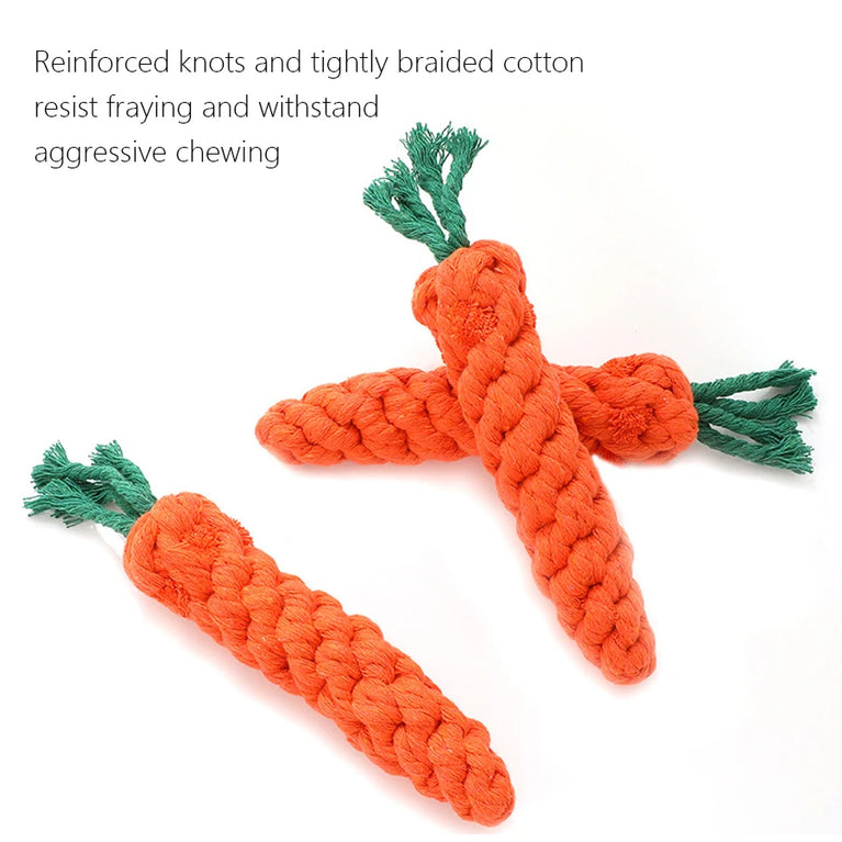Carrot Rope Dog Chew Toy Bite Resistant Teeth Cleaning Fun