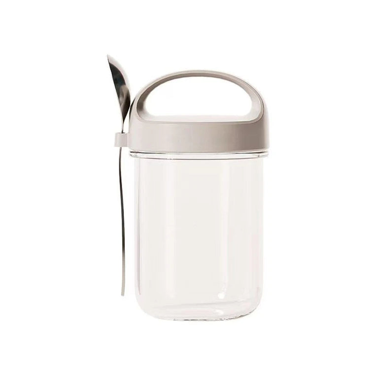 Glass Yogurt Breakfast Cup With Lid Spoon Overnight Oats Container Jar