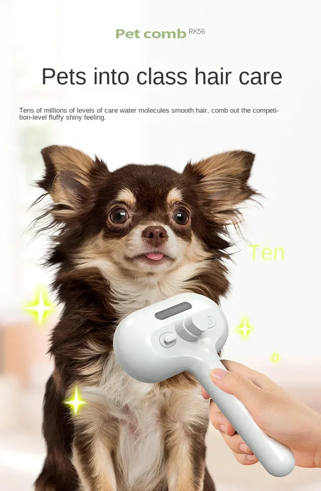 3-in-1 Electric Cat Hair Brush Steam Spray Grooming Comb Tool