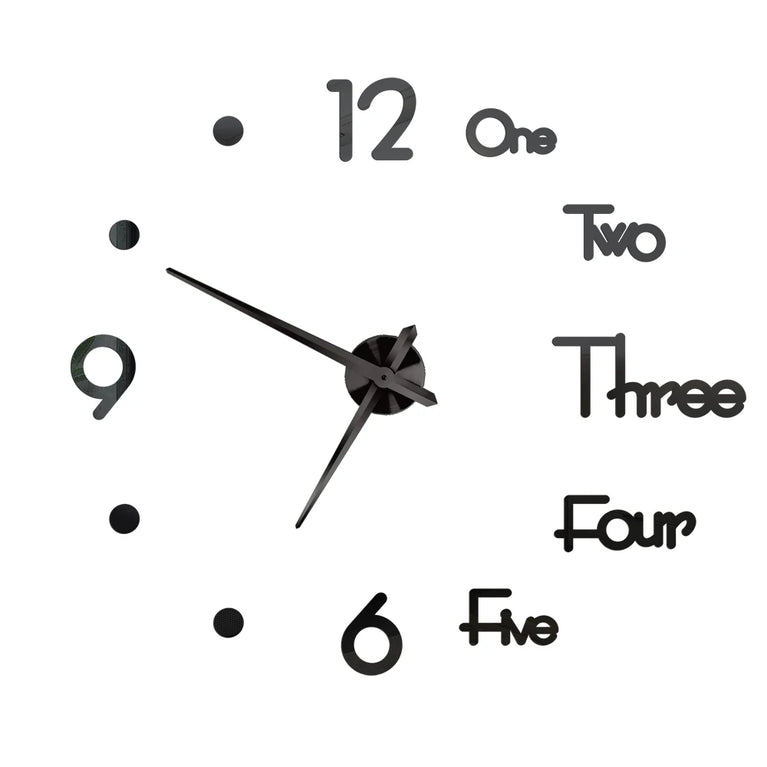 3D DIY Large Wall Clock | Modern Acrylic Mirror Surface Home Décor