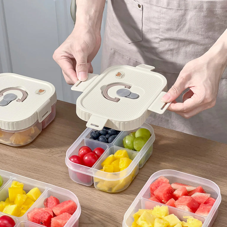 Portable Plastic Divided Lunch Box Kids Student School Picnic Sealed Microwave Bento Container