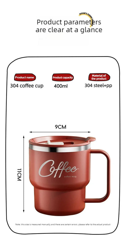 304 Stainless Steel Double Wall Coffee Mug with Handle Leakproof Cup