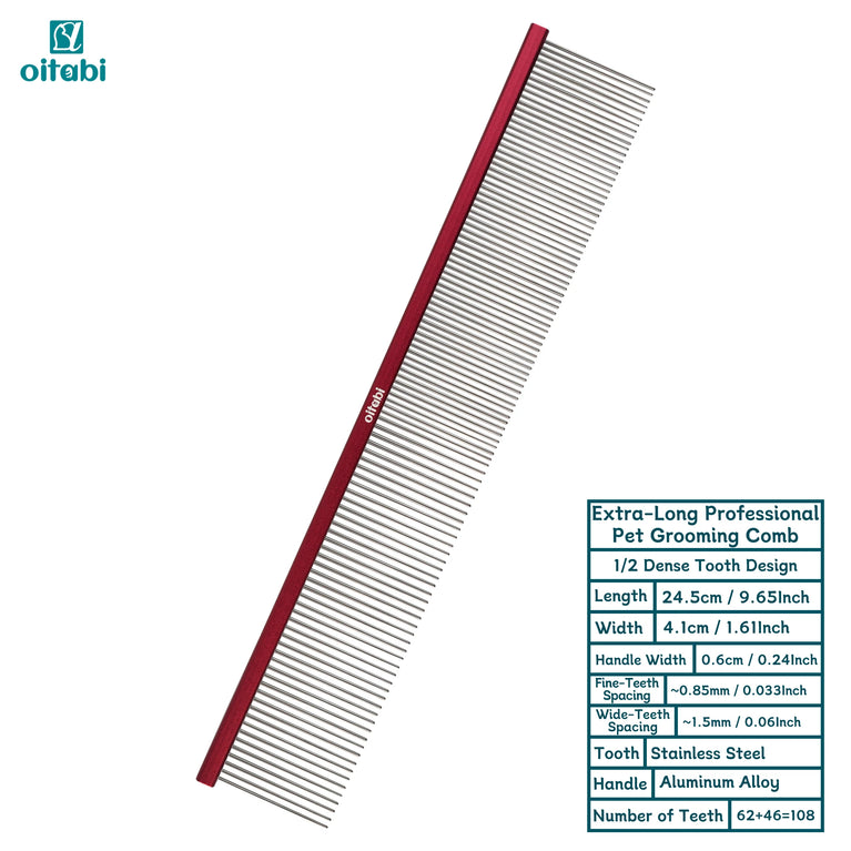 24.5cm Professional Extra Long Pet Grooming Comb Detangling Tool