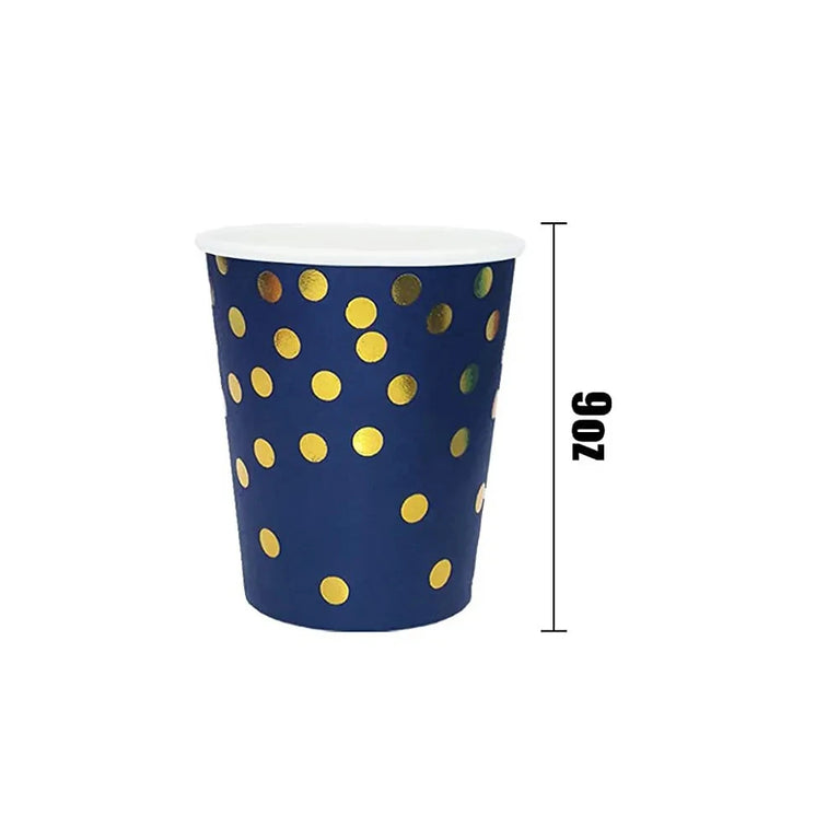 Navy Blue Gold Disposable Tableware Set for Wedding Party Use