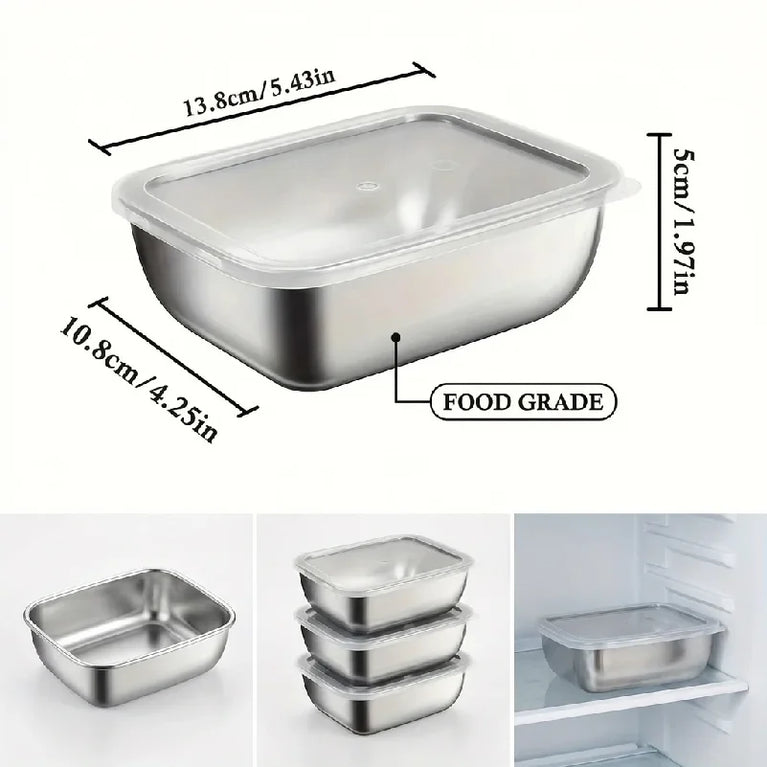 5PCS Stainless Steel Food Storage Containers Stackable Meal Prep Set