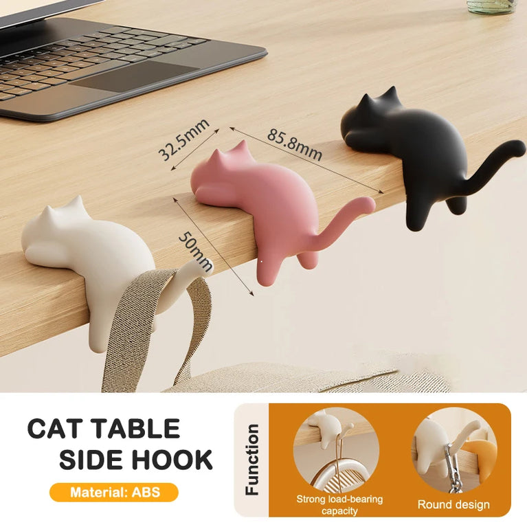 Cute Cat Bag Hook Portable Table Hanger Desk Organiser Holder Stand