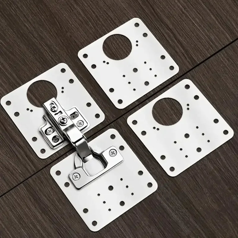 Stainless Steel Hinge Repair Plate Set | Cabinet Door Mounting & Flat Fixing Brackets