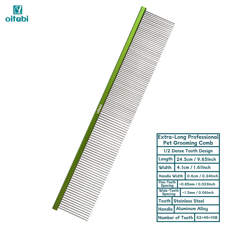 24.5cm Professional Extra Long Pet Grooming Comb Detangling Tool
