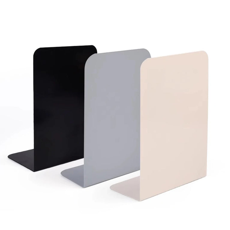 Simple Metal Bookends | 2-Piece Heavy-Duty Non-Slip Desktop Organiser