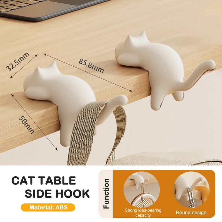 Cute Cat Bag Hook Portable Table Hanger Desk Organiser Holder Stand