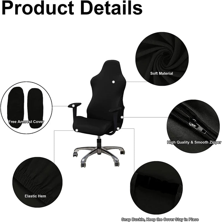 Thick Jacquard Gaming Chair Cover | Stretchy Polyester Office & Racing Chair Slipcover