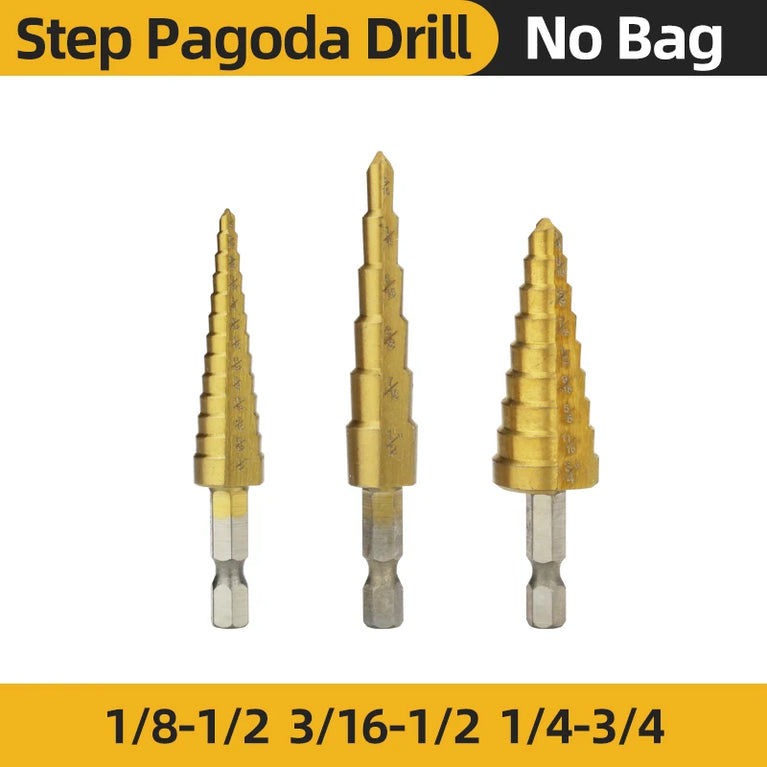 Titanium Step Drill Bit Set | High-Speed Stepped Conical Stage Drills