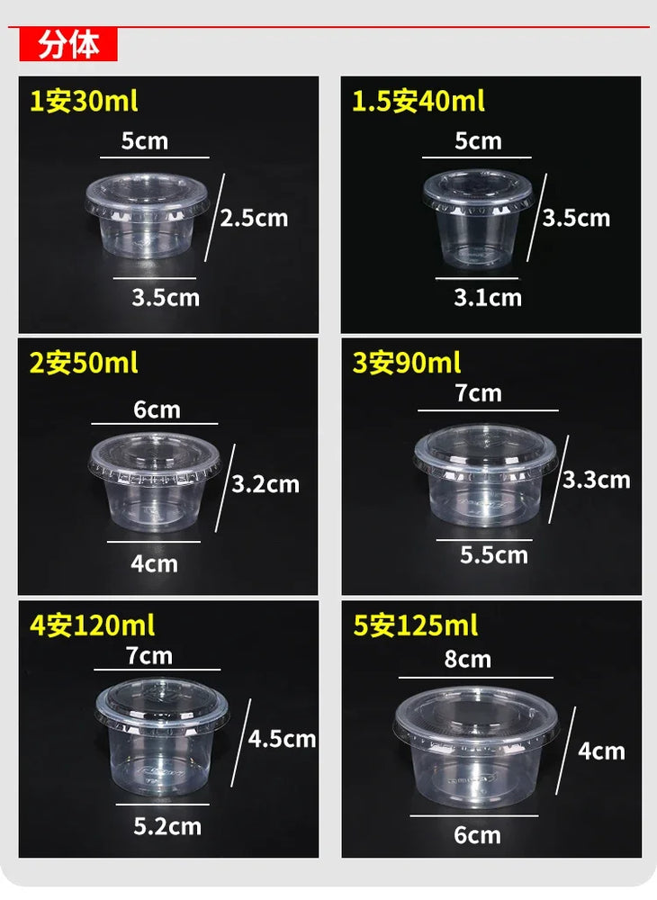 100pcs Disposable Sauce Takeaway Packaging Box Round Sealed Containers With Lid for Chili Oil