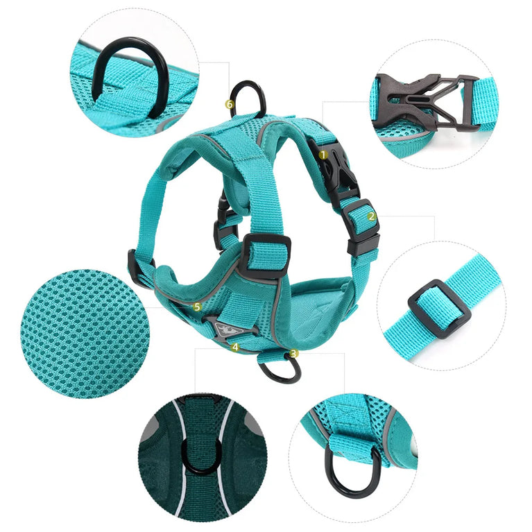 LED Light Reflective Dog Harness Vest With Leash Adjustable Pet Set