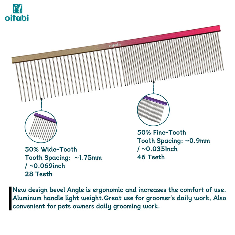 Professional Pet Grooming Comb Gradient Aluminum Stainless Steel Dog Cat Comb Tool