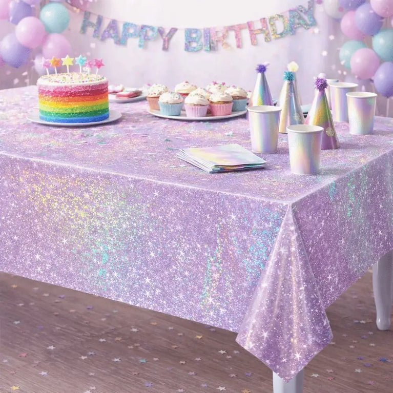 Purple Iridescent Laser Disposable Tablecloth for Party Decoration
