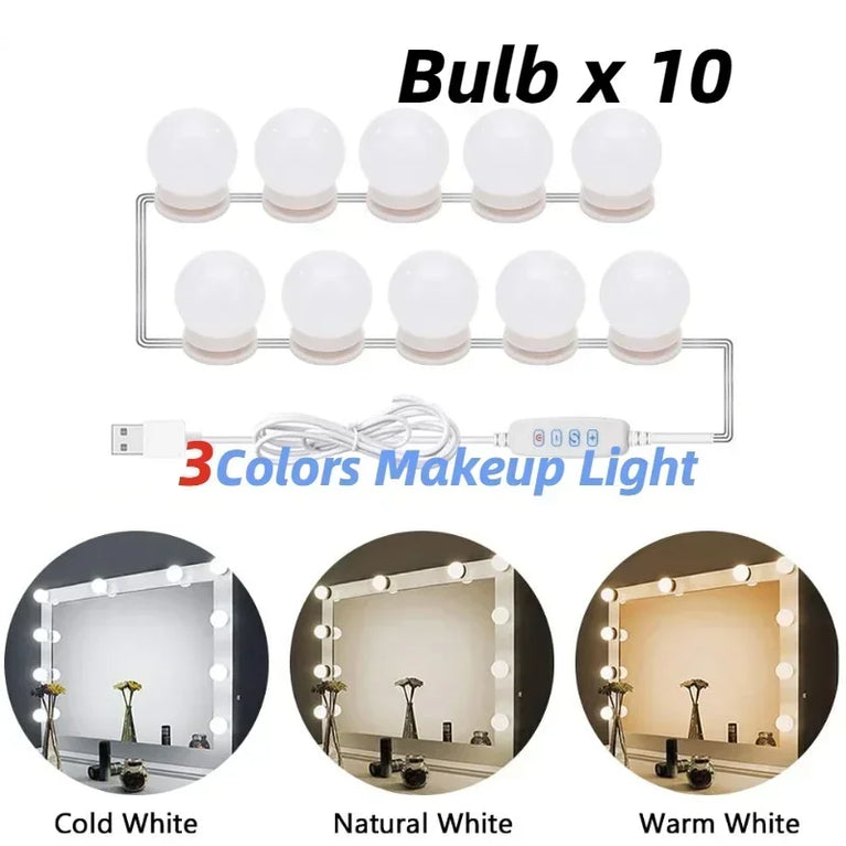 LED Hollywood Vanity Mirror Lights | Professional Detachable USB Makeup Lamps
