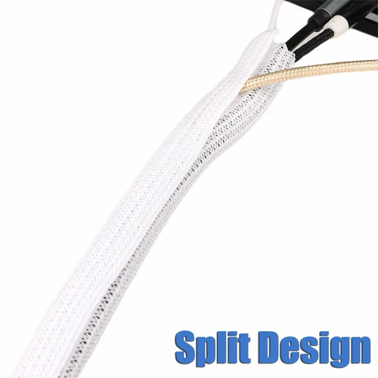 Self-Closing PET Braided Cable Sleeve | Expandable Split Wire Organizer