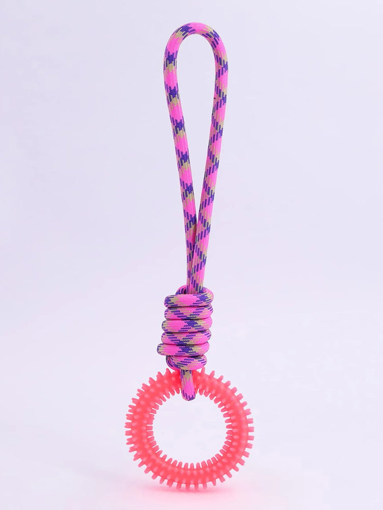 Interactive Training Pet Toy Ring Spiked Dog Chew Teeth Cleaning