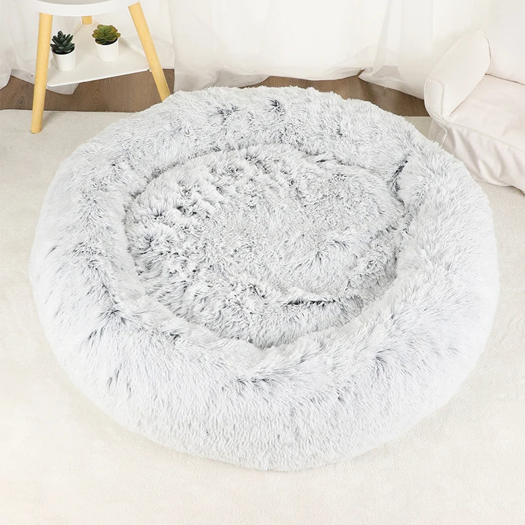 Donut Dog Bed Plush Basket Fluffy Medium Small Washable Warm Round Puppy Bed Mat