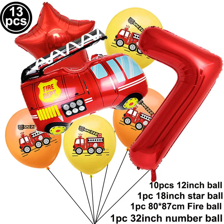 Firetruck Birthday Party Supplies Fire Theme Paper Plates Cups Napkins Set