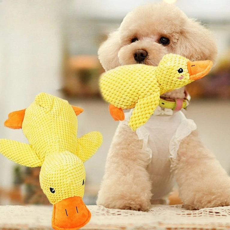 Plush Sleeping Duck Dog Toy Squeaky Chew Toy for Training Fun