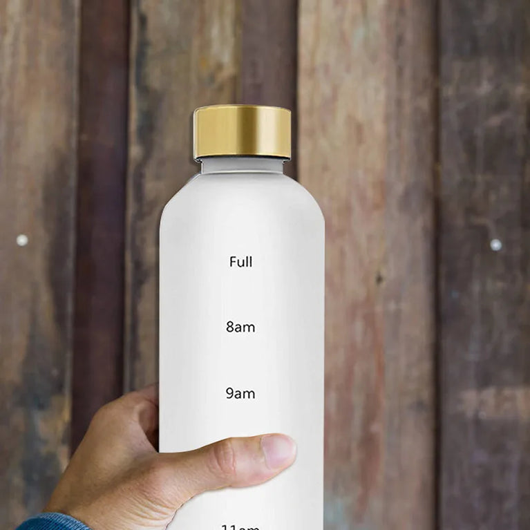 1L Water Bottle with Time Marker Leakproof BPA-Free Fitness Sports Outdoor Travel Hydration Bottle with Straw